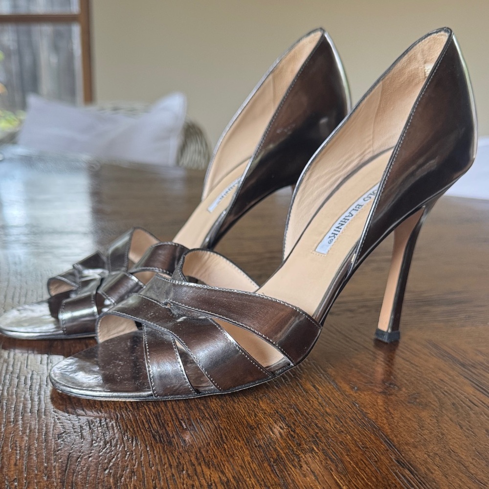 Manolo Blahnik Dark Brown Strappy Heels